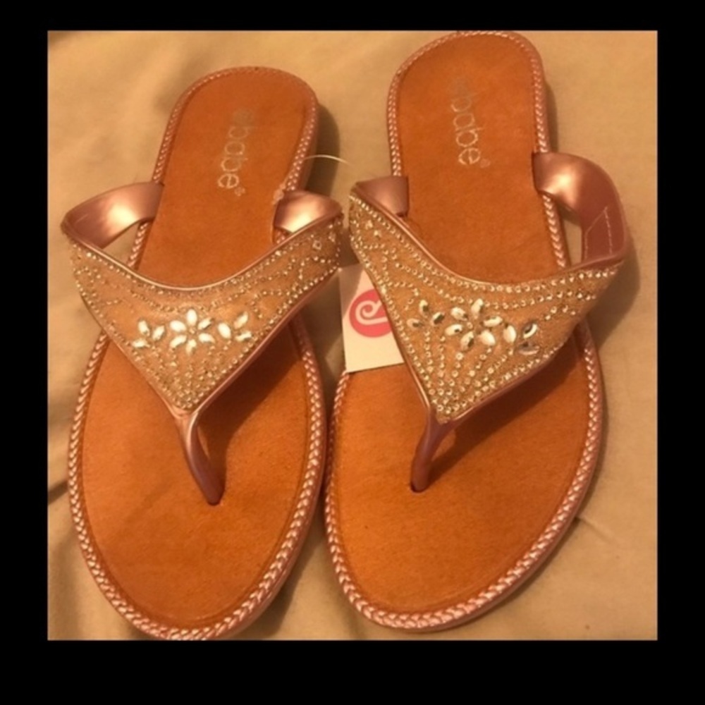 Gold Rhinestone Flip Flops​